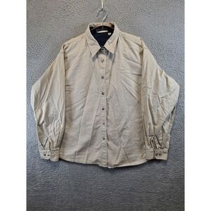 Cerner Button Up Shirt Mens 3XL Beige Tan Long Sleeve Cotton Casual Outdoors